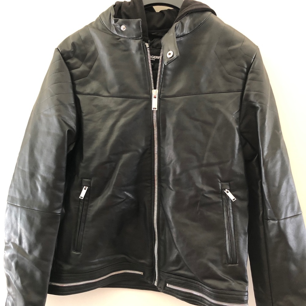 Karl Lagerfeld Leather Jacket w/ Hoodie